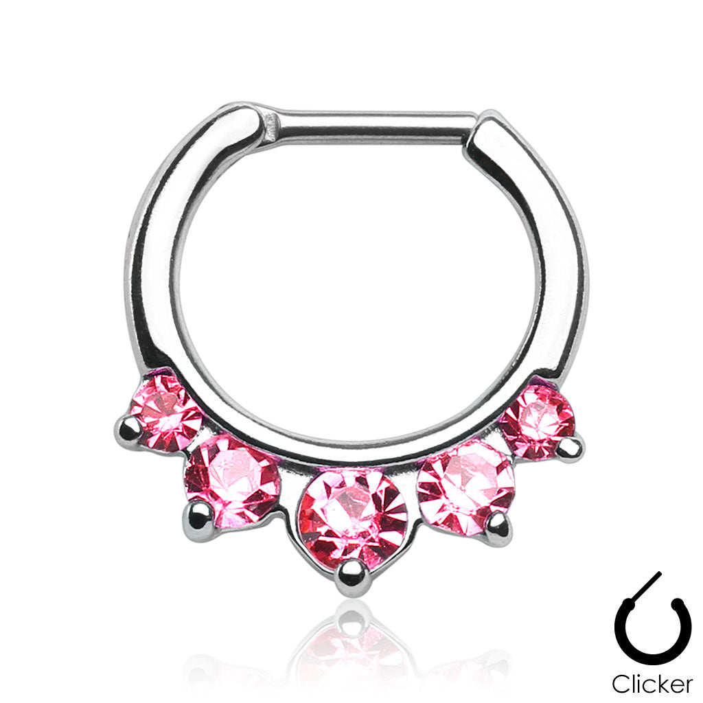 Five CZ Surgical Steel Septum Clicker Nose Ring – iconbodyjewelry.com