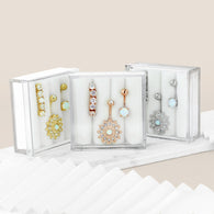 3 Pc Box Set Assorted Opal CZ Navel Belly Button Ring