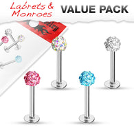 Value Pack 4 Pcs Ferido CZ Ball Lip Labret Monroe Studs